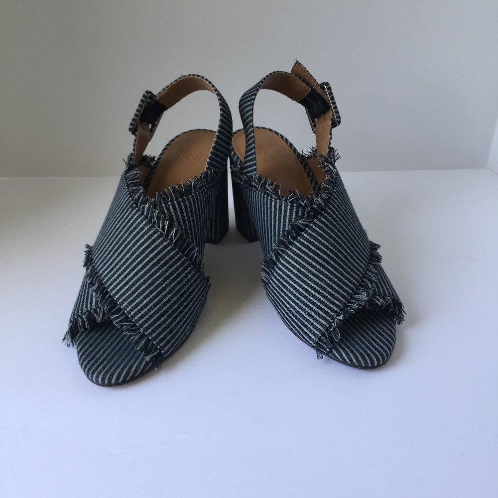 Urban Outfitters Striped Denim Fringe Heel